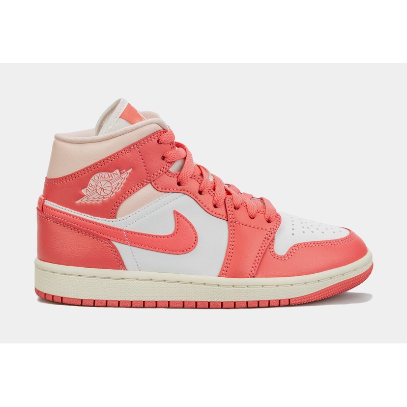 Air Jordan 1 Retro Mid Strawberries and Cream Womens Lifestyle Shoes (Pink/Beige)