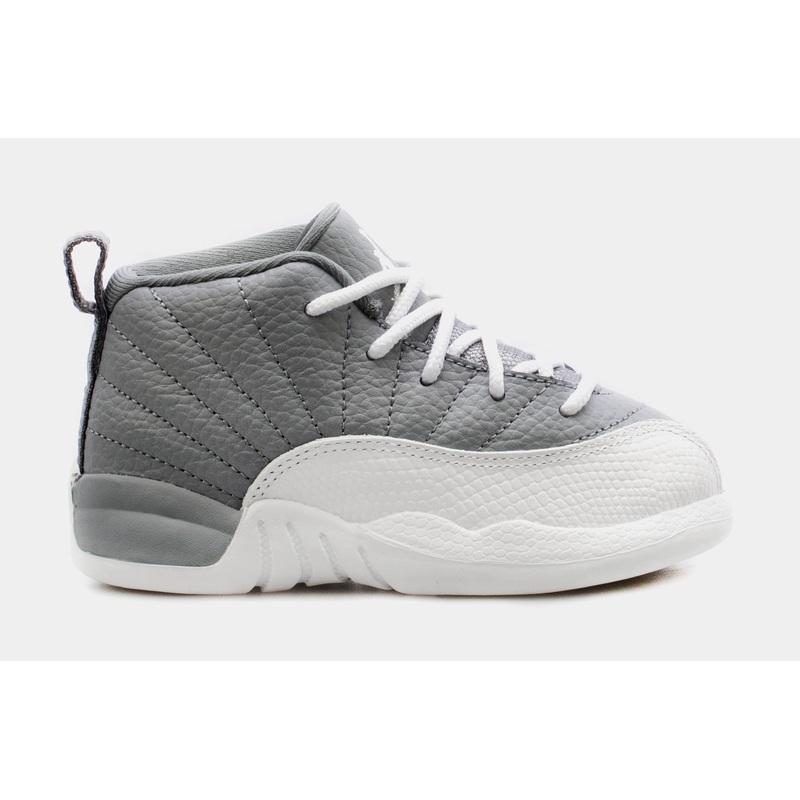 Air Jordan 12 Retro Stealth Infant Toddler Lifestyle Shoes (Grey/White) Free Shipping