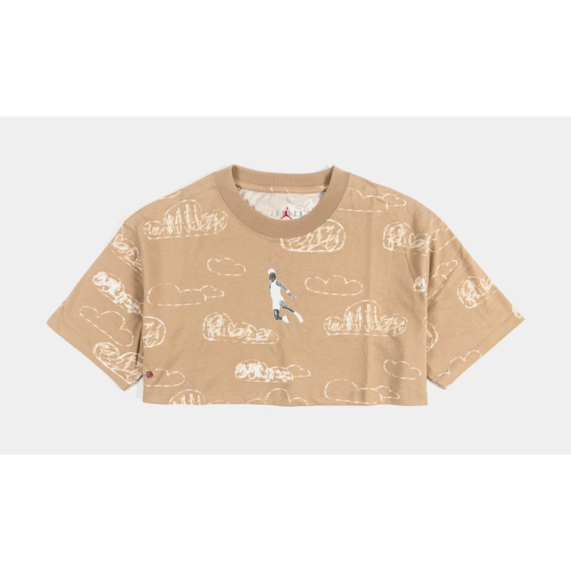 Artist Series by Parker Duncan Cropped Womens Short Sleeve Shirt (Beige)