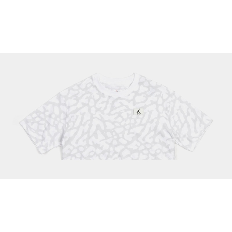 Cropped GFX Womens Short Sleeve Shirt (White/Grey)