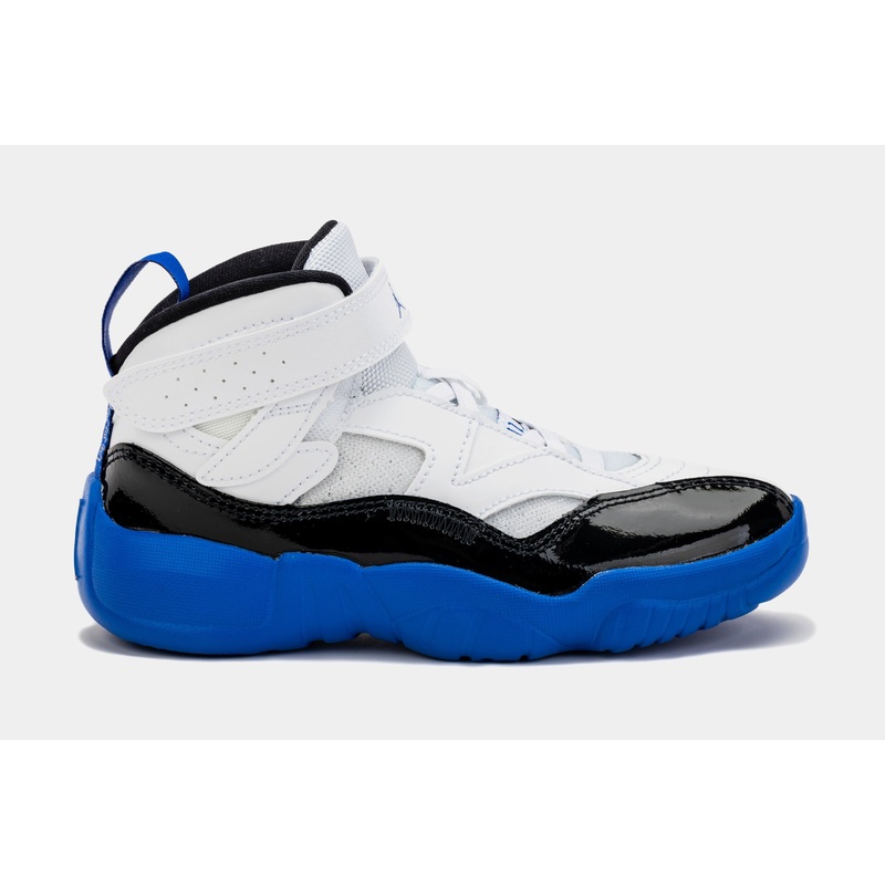 Jumpman Two Trey Preschool Basketball Shoes (White/Blue)