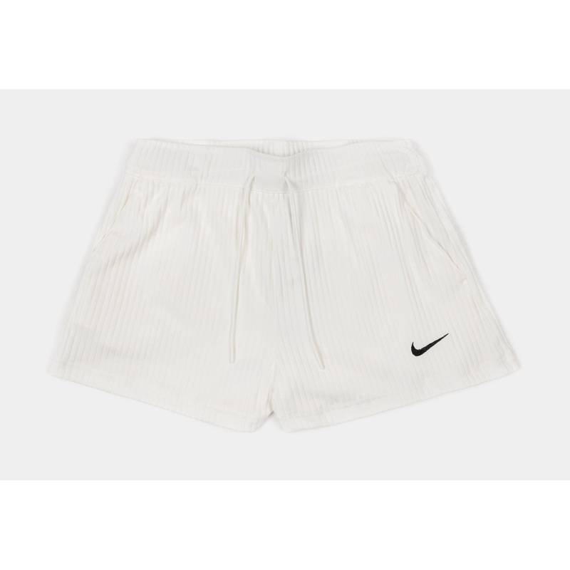 NSW High-Waisted Ribbed Jersey Womens Shorts (Beige)