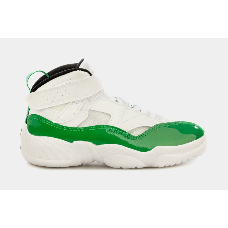 Two Trey Grade School Basketball Shoes (White/Green)
