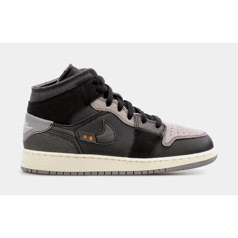 Air Jordan 1 Mid Craft Inside Out Grade School Lifestyle Shoes (Black/Grey)