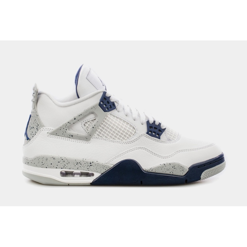 Air Jordan 4 Midnight Navy Mens Lifestyle Shoes (White/Blue) Limit One Per Customer