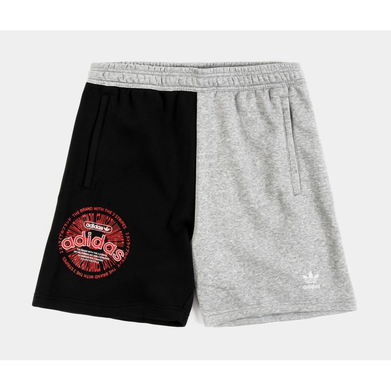 Blocked Fleece Mens Shorts (Black/Grey)