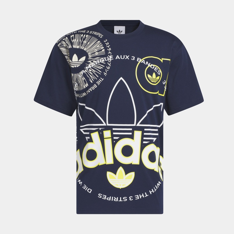 Multi Logo Mens Short Sleeve Shirt (Blue)