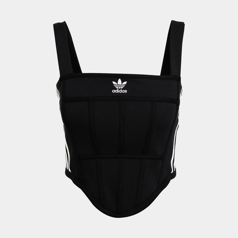 Rib Corset Womens Tank Top (Black)