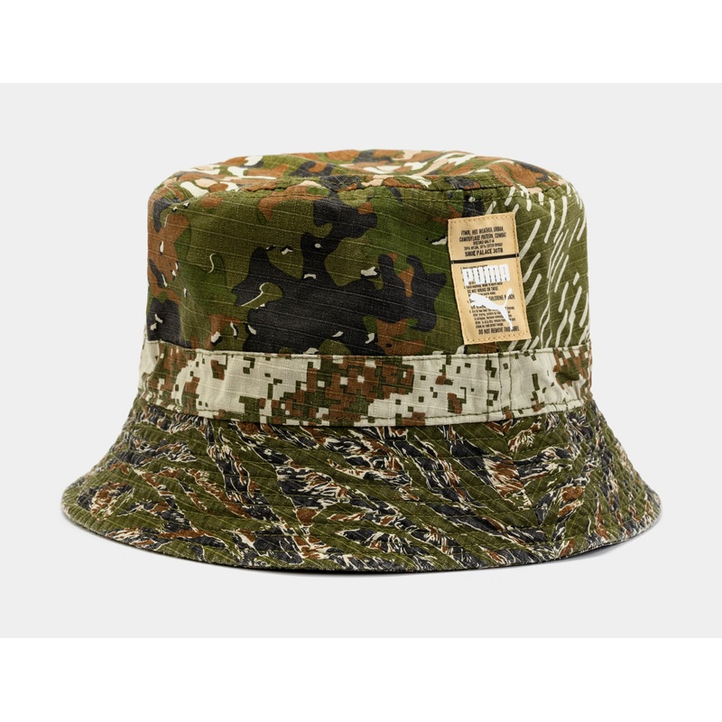 SP Exclusive Tiger Camo Patchwork Bucket Mens Hat (Green)