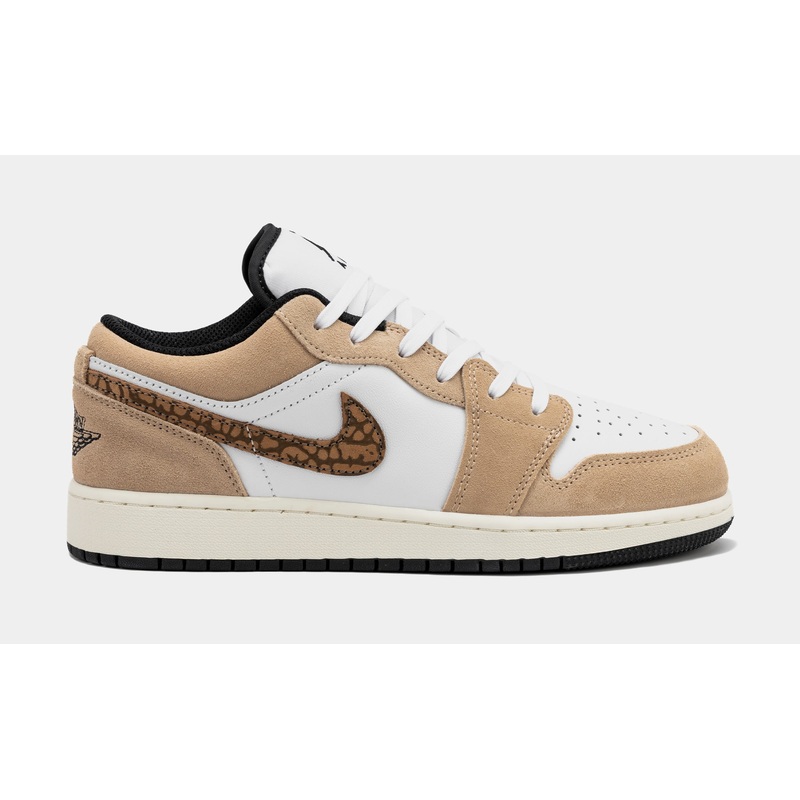 Air Jordan 1 Low SE Brown Elephant Grade School Lifestyle Shoes (Hemp/White/Black/Light British Tan)