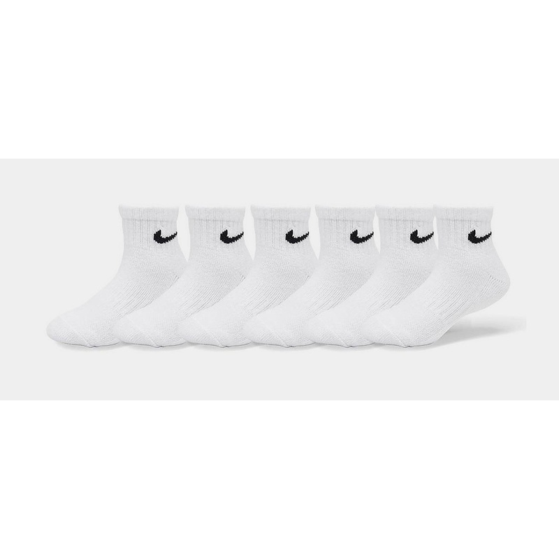 Dri Fit Logo 6 pack Ankle Preschool Socks (White)