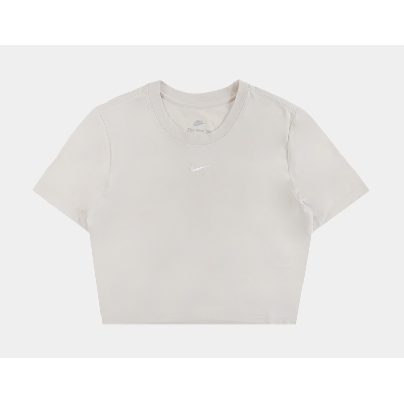 Essential Slim Fit Crop Womens Short Sleeve Shirt (Beige)