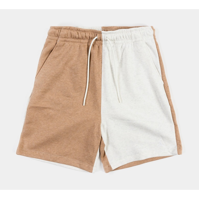 Essentials Fleece Mens Shorts (Beige/White)