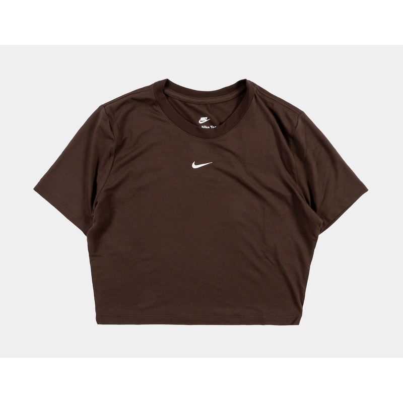 NSW Essential Slim Fit Crop Womens Short Sleeve Shirt (Brown)