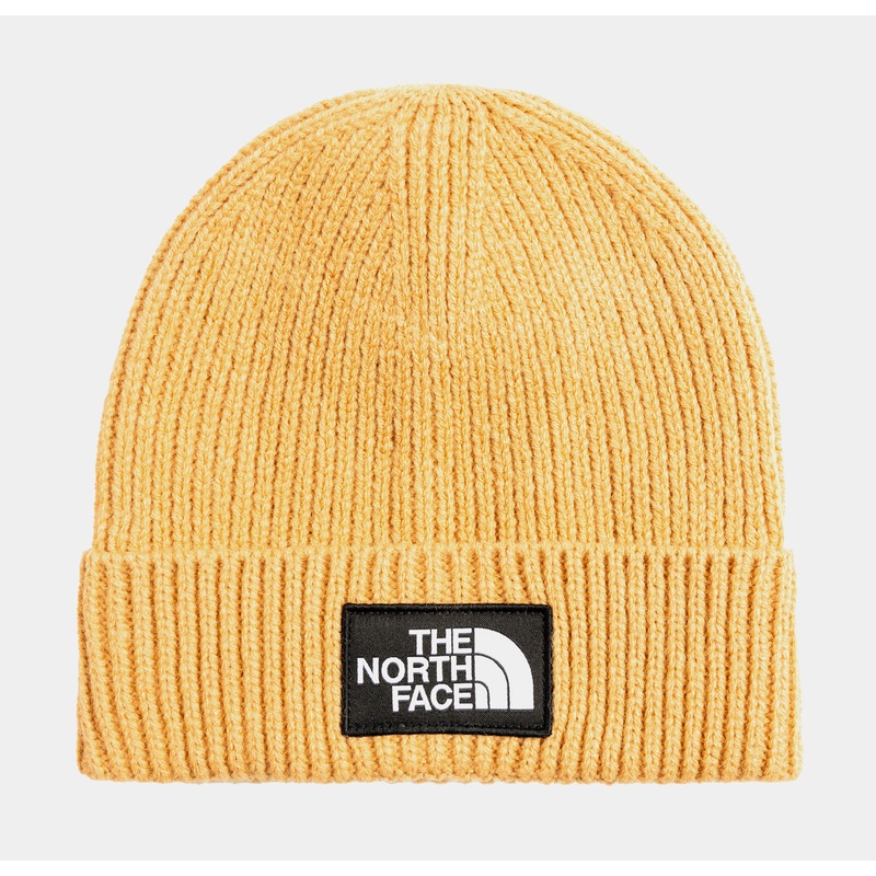 TNF Logo Box Cuffed Mens Beanie (Yellow/Black)