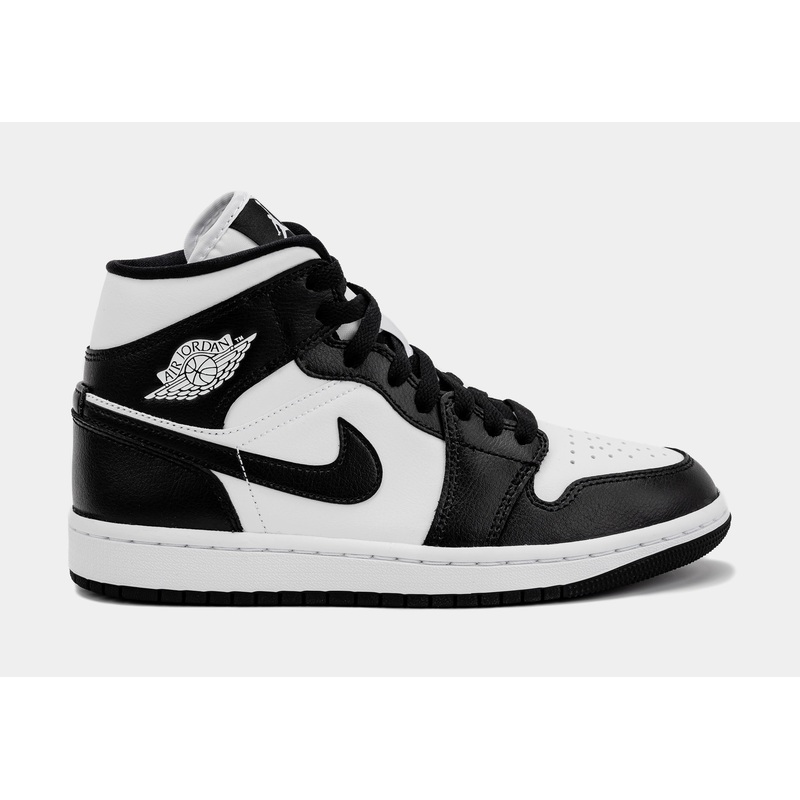 Air Jordan 1 Retro Mid Panda Womens Lifestyle Shoes (Black/White)