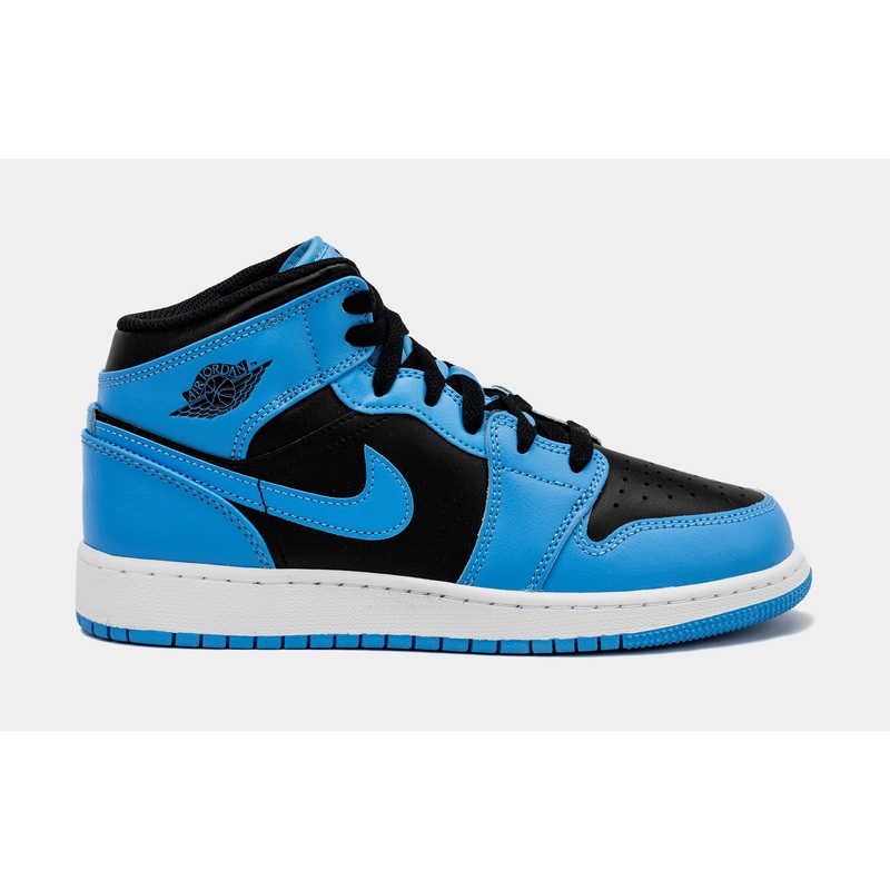 Air Jordan 1 Retro Mid University Blue Grade School Lifestyle Shoes (Black/Blue)
