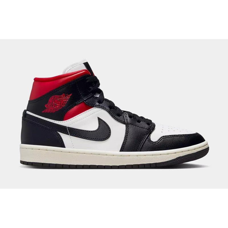 Air Jordan 1 Retro Mid Womens Lifestyle Shoes (Black/Red) Free Shipping