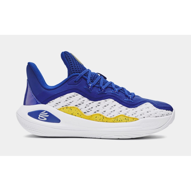 Curry Flow 11 Dub Nation Grade School Basketball Shoes (White/Royal Blue)