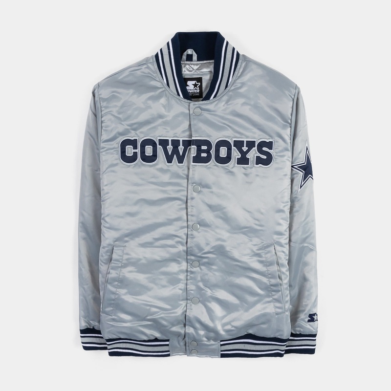 Dallas Cowboys Classic Satin Mens Jacket (Grey/Blue)