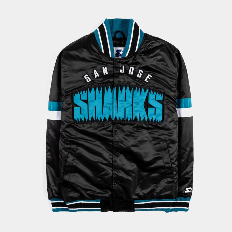 Exclusive San Jose Sharks Home Game Varsity Mens Jacket (Black/Blue)