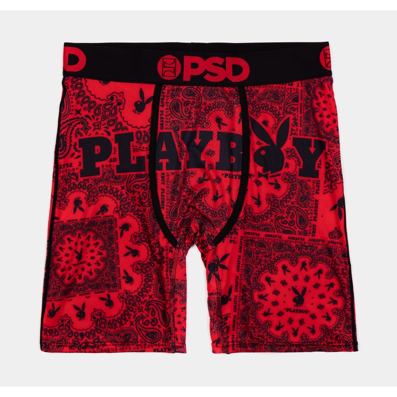 Playboy Paisley Mens Boxer (Black/Red) Free Shipping