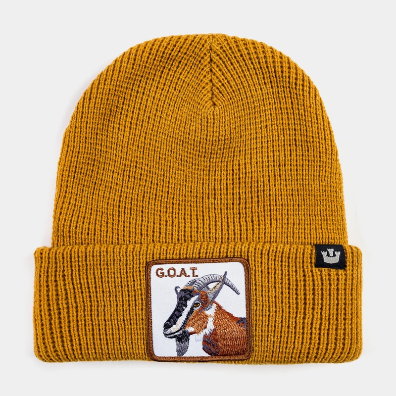The Goat Beanie Mens Hat (Yellow)