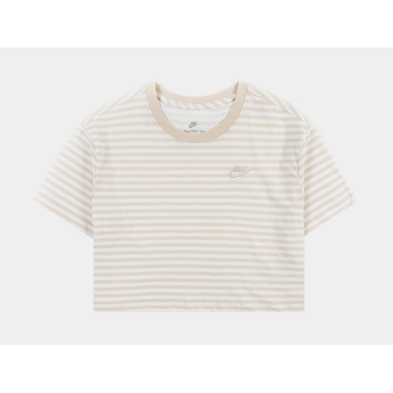 NSW Essential Crop Womens Short Sleeve Shirt (Beige/White)