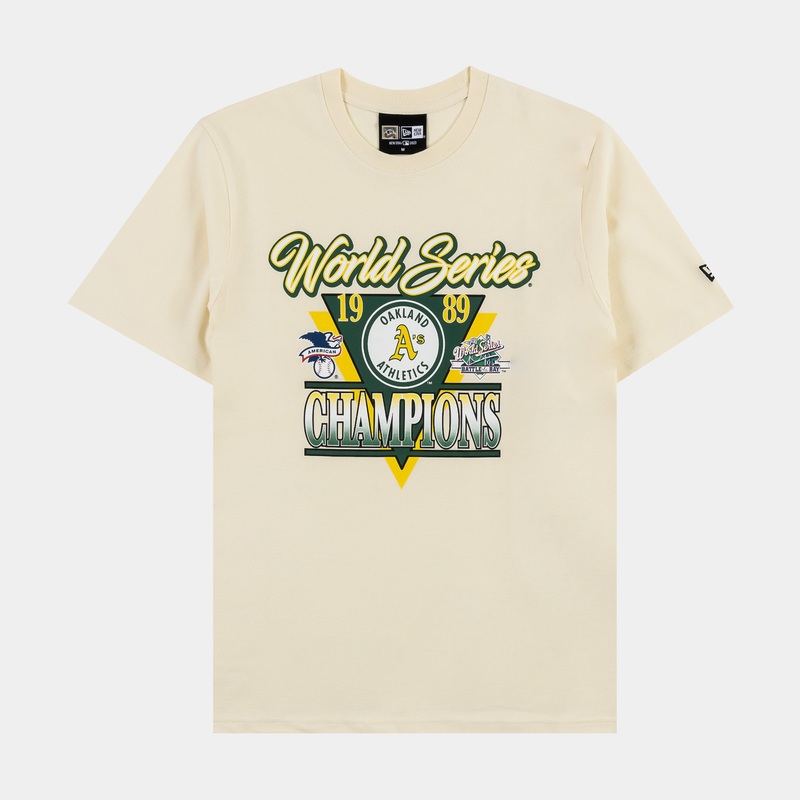 Oakland Athletics Mens Short Sleeve Shirt (Beige)