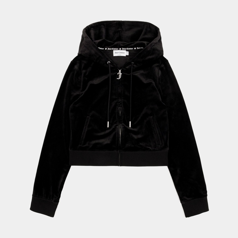 OG Bling Velour Full Zip Womens Hoodie (Black)