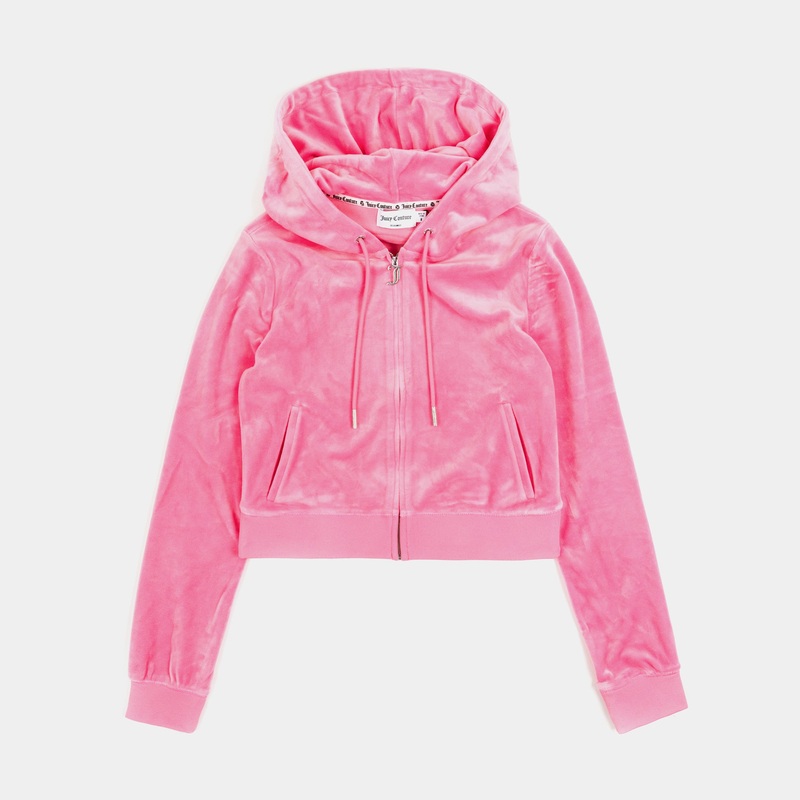 OG Bling Velour Full Zip Womens Hoodie (Pink)