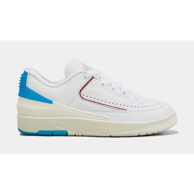 Air Jordan 2 Retro Low Gym Red Dark Powder Blue Womens Lifestyle Shoes (Red/White/Blue)