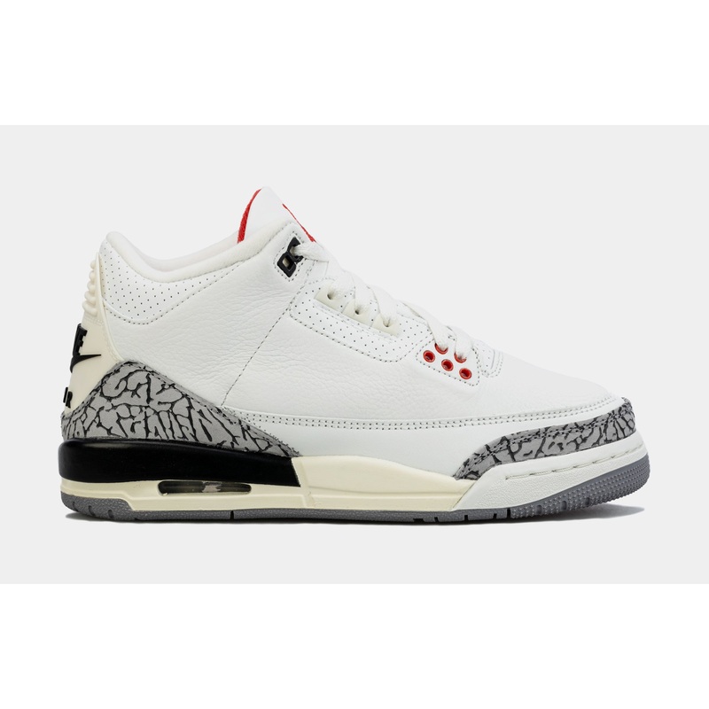 Air Jordan 3 Retro White Cement Reimagined Grade School Lifestyle Shoes (White/Grey)