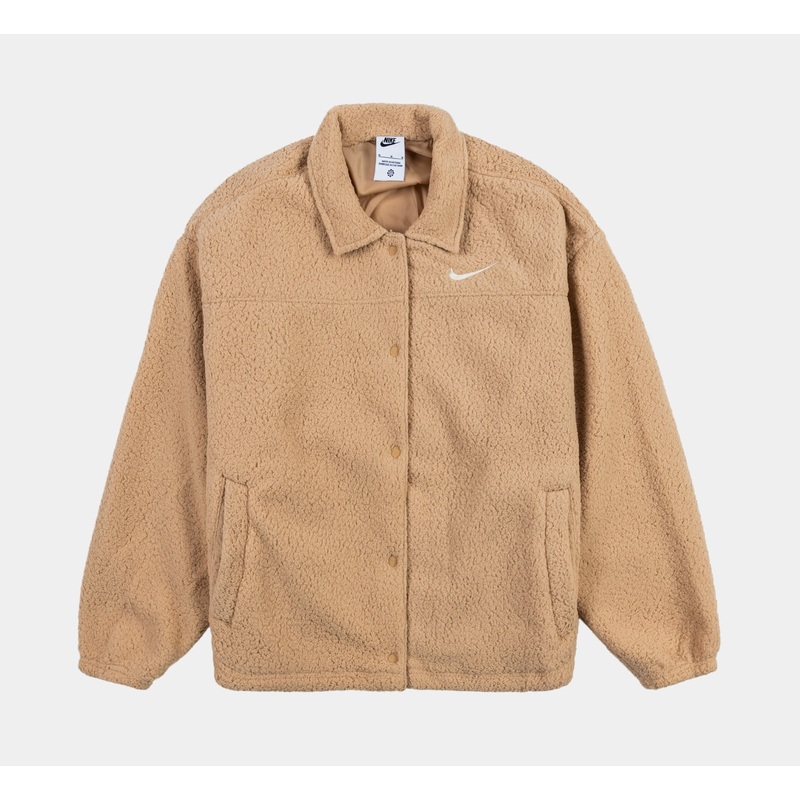 Collared Sherpa Womens Jacket (Beige)