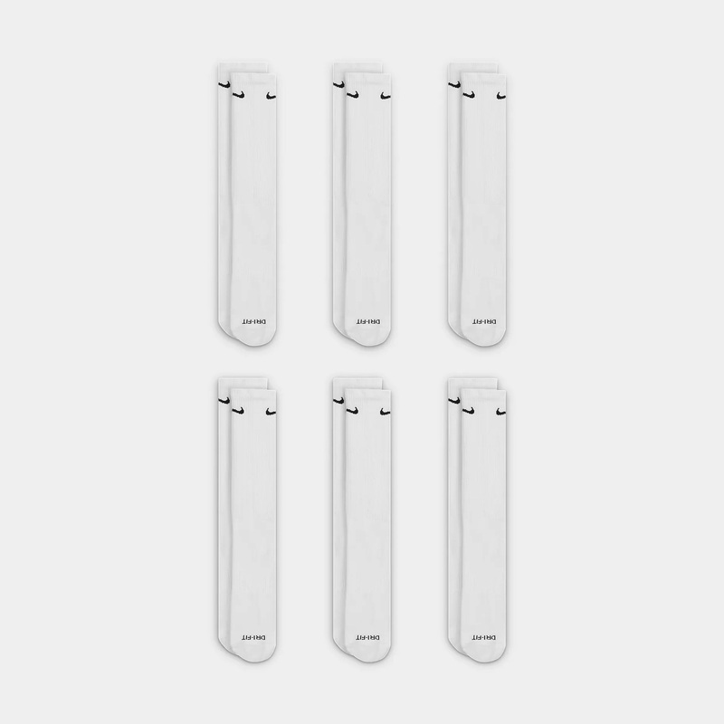 6 pack Everyday Crew Mens Socks (White)