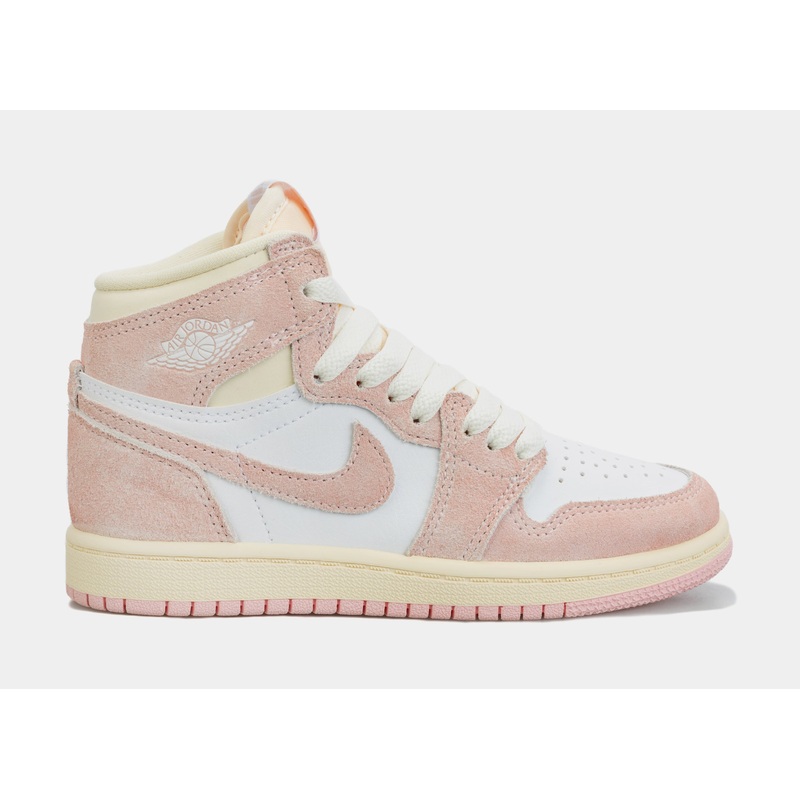 Air Jordan 1 Retro High OG Washed Pink Preschool Lifestyle Shoes (White/Pink)