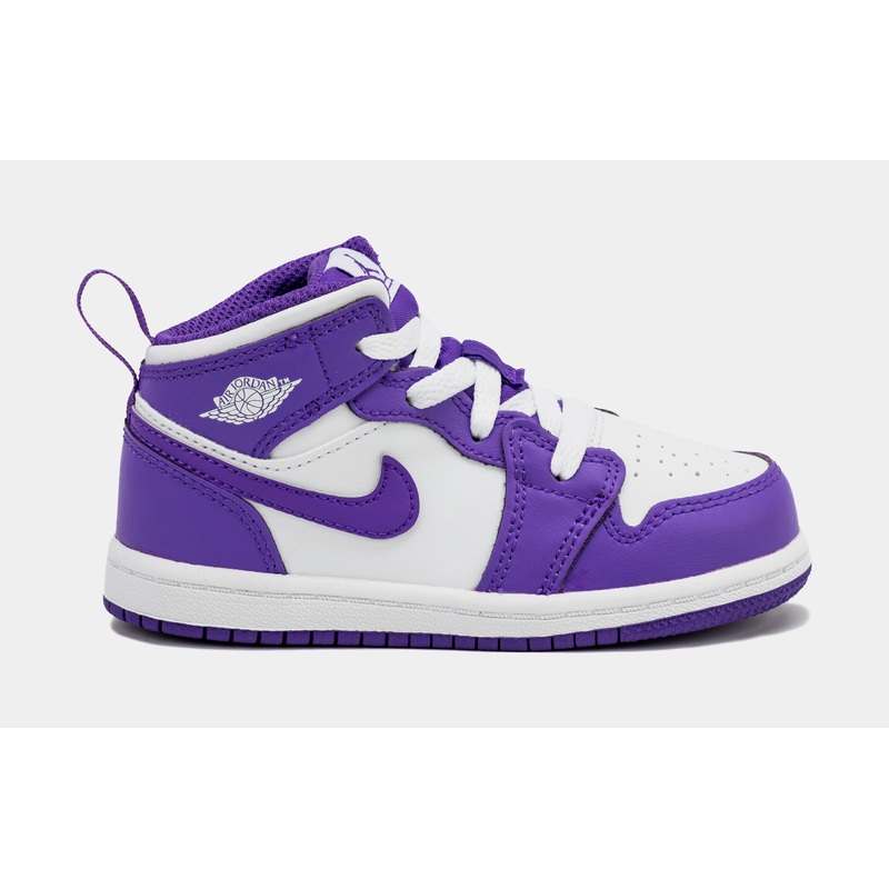 Air Jordan 1 Retro Mid Purple Venom Infant Toddler Lifestyle Shoes (Purple/White)