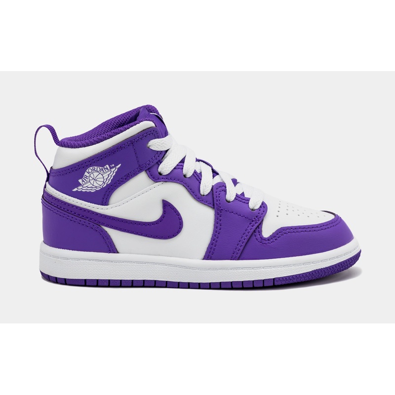 Air Jordan 1 Retro Mid Purple Venom Preschool Lifestyle Shoes (Purple/White)