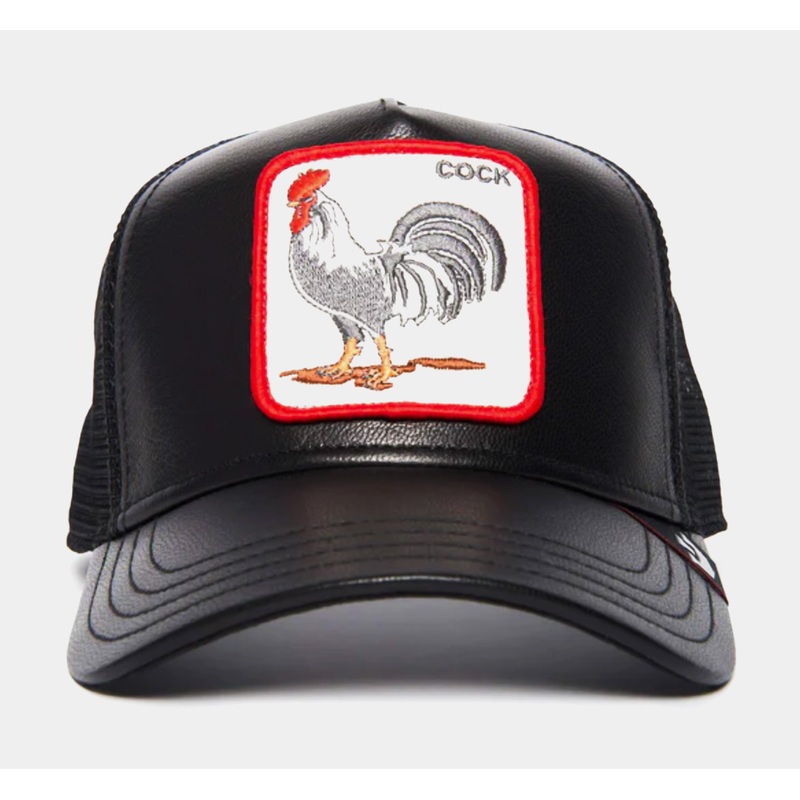 Cock Will Prevail Leather Trucker Mens Hat (Black)