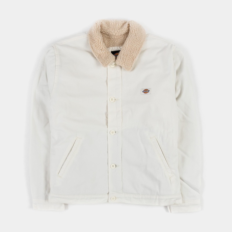 Duck Canvas Fleece Lined Mens Jacket (White)