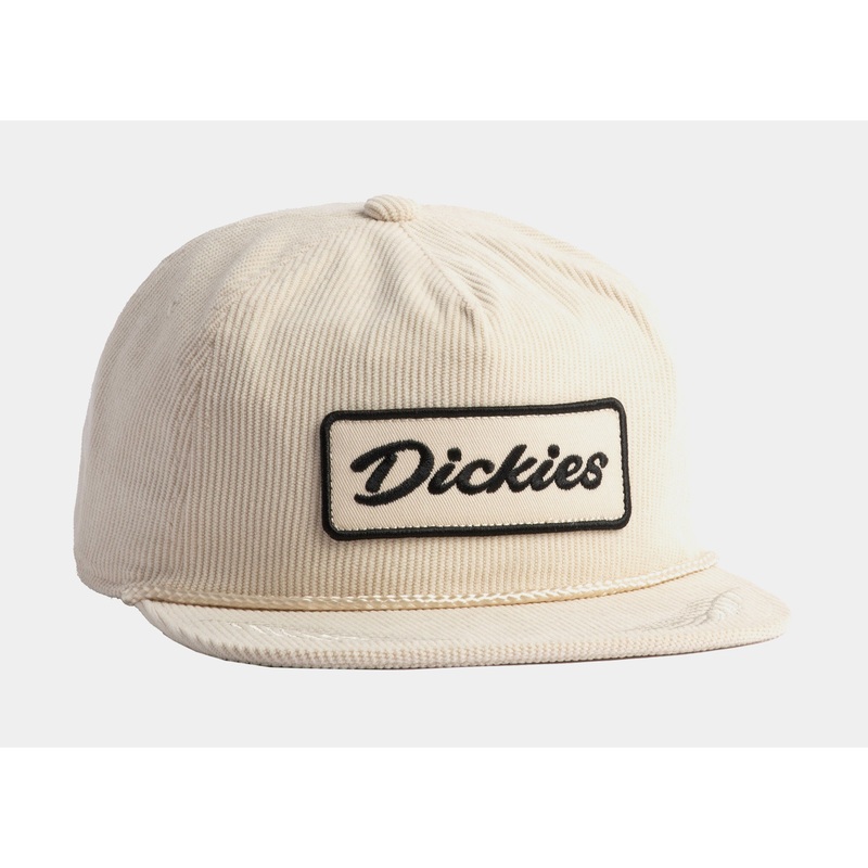 Embroidered Patch Corduroy Mens Hat (White)