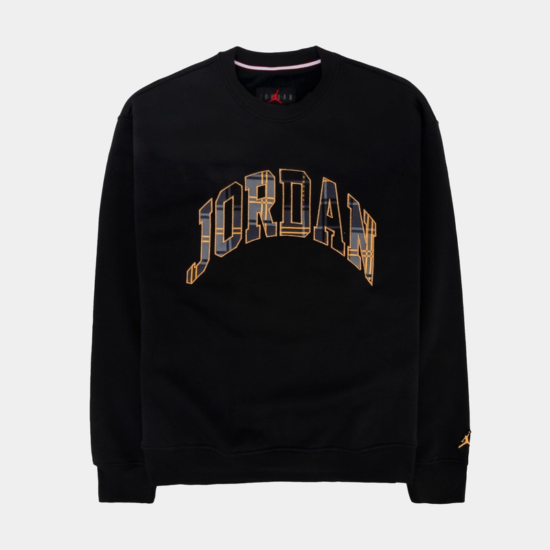 Essential Holiday Fleece Mens Crewneck (Black/Gold)