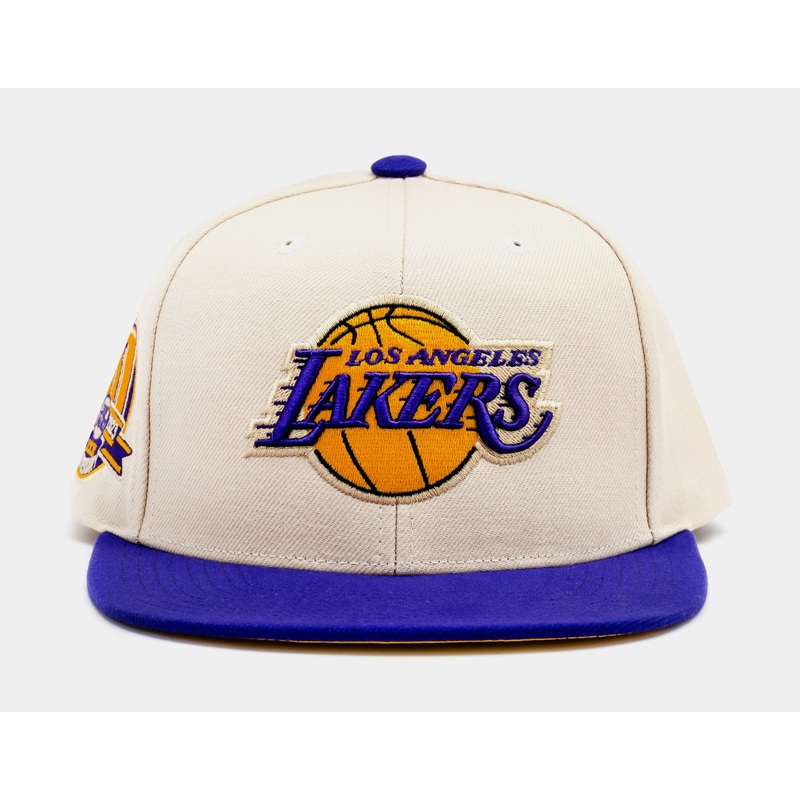 Exclusive 30th Anniversary Los Angeles Lakers Snapback Mens Hat (Purple/Beige)