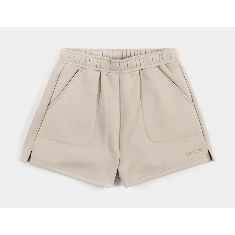 Leila Fleece Womens Shorts (Beige)