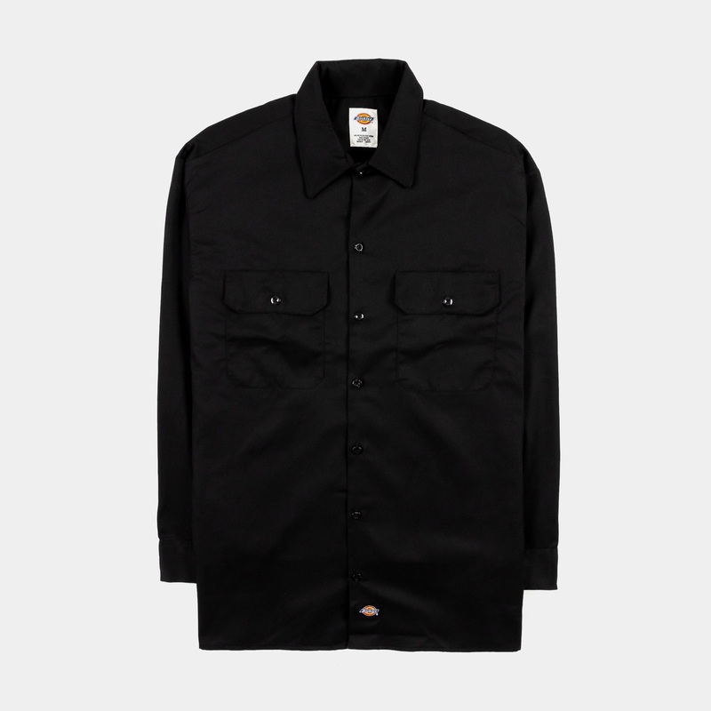 Long Sleeve Twill Work Mens Long Sleeve Shirt (Black)