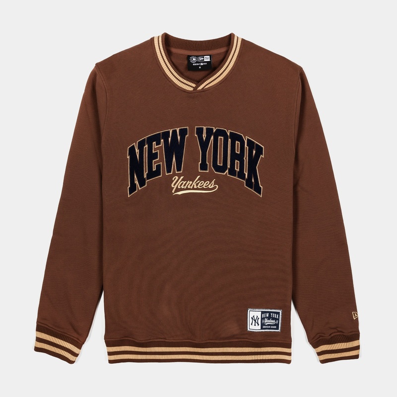 New York Yankees Letterman Mens Crewneck (Brown)