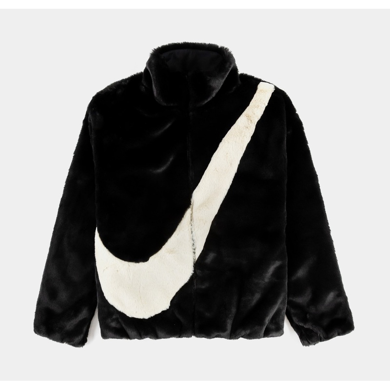 NSW Faux Fur Swoosh Womens Jacket (Black)