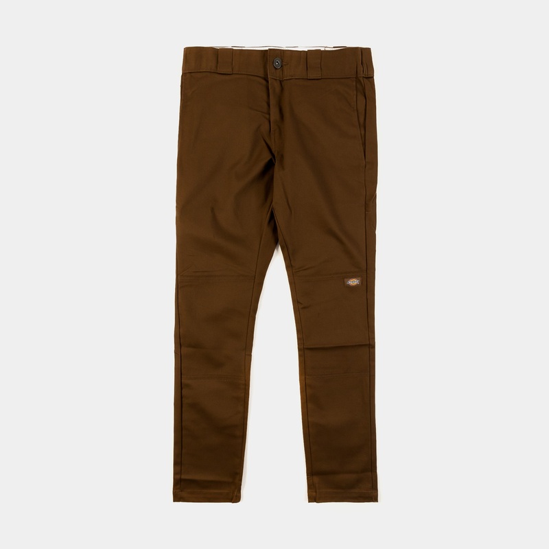 Skinny Fit Twill Double Knee Work  Mens Pants (Brown)
