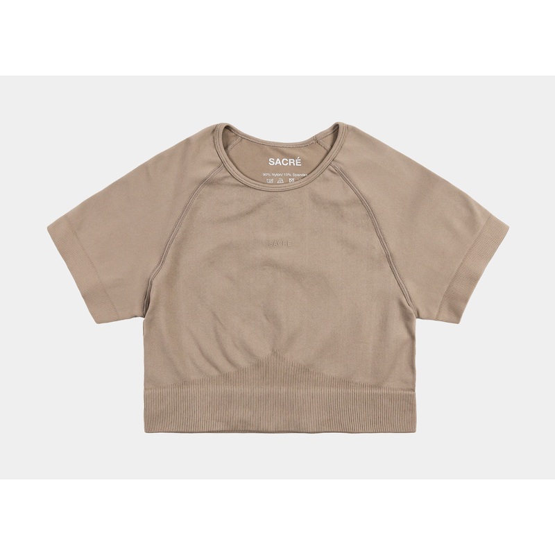 Stacia Rashguard Crop Womens Short Sleeve Shirt (Brown)