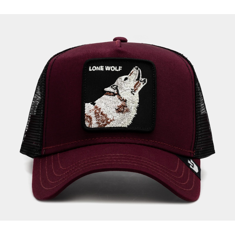 The Lone Wolf 14×14 Trucker Mens Hat (Maroon/Black)